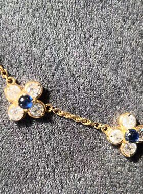 2026新款复古蓝色小花项链ins 风轻奢感小众锁骨链小红书爆款