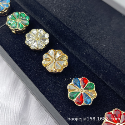 Button cover Amazon 厂家亚马逊花朵水钻欧美跨境衬衫袖扣纽扣套
