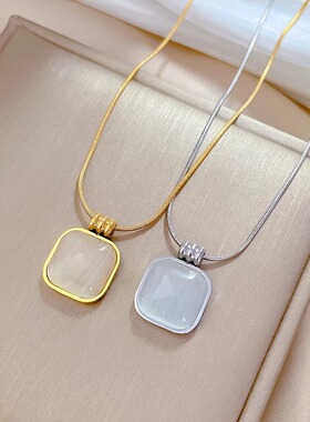 通体钛钢猫眼石项链女轻奢锁骨链配饰时尚感配饰锁骨链工厂价