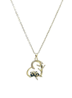 2025思潮秋季新款钛钢项链滴油竹子熊猫轻奢气质华丽满钻女士项链