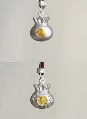 爆款百福钱袋双面实心新年钱多多礼物毛衣链长款项链女士吊坠配饰