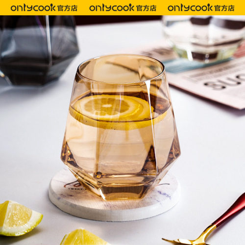 onlycook家用玻璃水杯六角玻璃杯创意喝水杯子酒杯单个啤酒杯茶杯