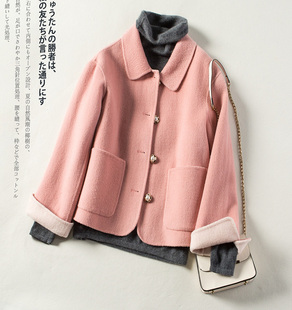 断码清仓处理款双面大衣女短款赫本小个宽松双面纯羊毛毛呢外套