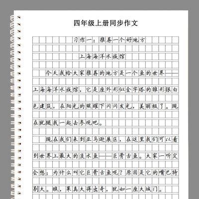 四年级上下册同步优秀作文专项训练作文格卷面书写练习练字帖