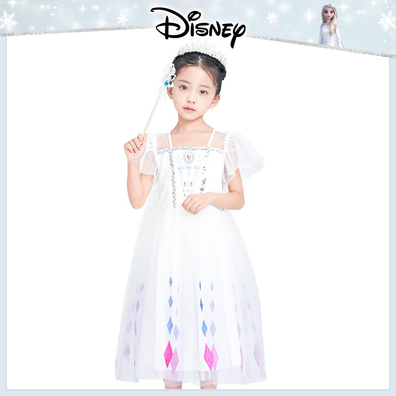 迪士尼冰雪奇缘艾莎美人鱼公主爱莎连衣裙COS儿童礼服裙摆A字夏日