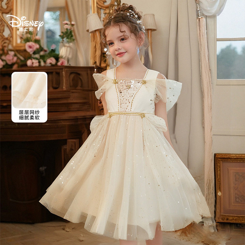 迪士尼女童公主连衣裙儿童无袖裙子2026夏季新款中大童网纱连衣裙