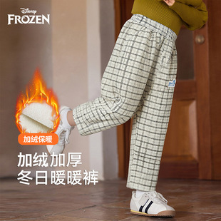 迪士尼女童裤 儿童衣服休闲长裤 子冬季 子新款 加厚加绒裤 Disney