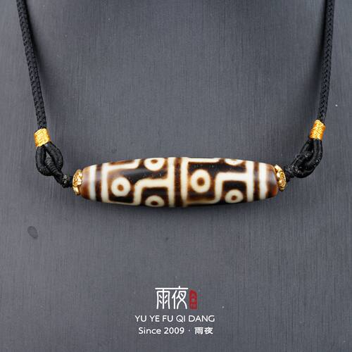 张魁至纯牙黄！折线十二眼天珠三年老库存手工精编横串锁骨