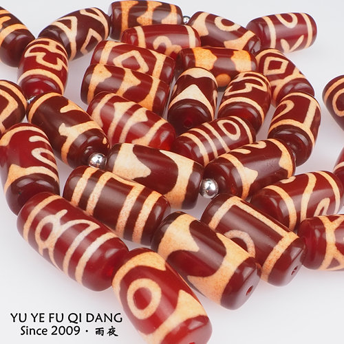 红肉天珠咔咔漏！巴西料红肉精挑19.5*11桶珠天珠玛瑙男女diy配饰