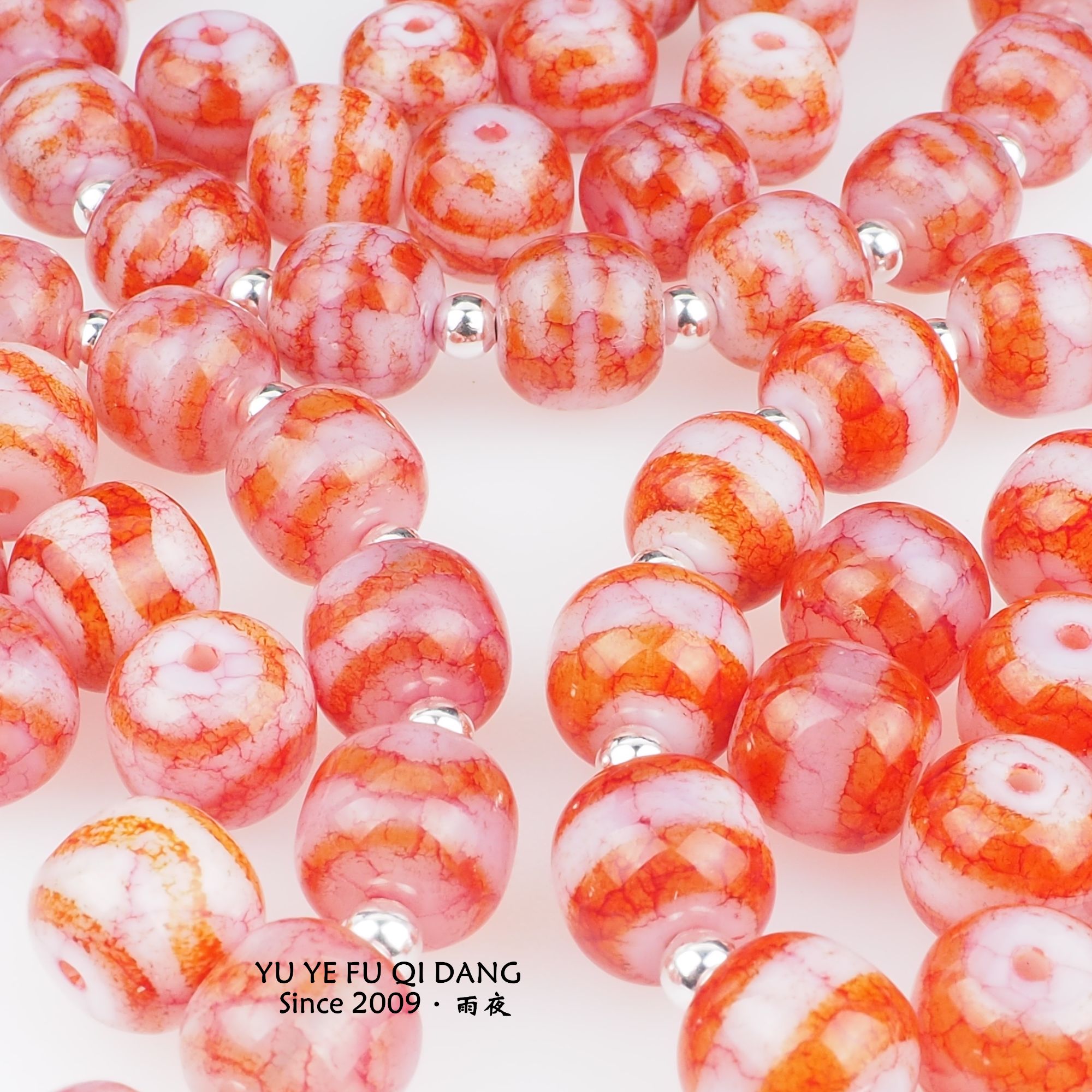 火龙鳞天珠！巴西白芯血丝台工渗透10×11老型桶珠玛瑙配饰