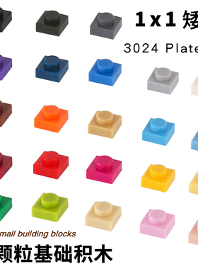 小颗粒积木配件1孔像索画3024基础颗粒零件1x1板plate1*1矮砖
