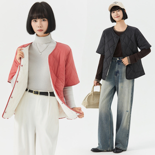 棉衣女短款轻薄小棉袄秋冬保暖棉服中袖打底羽绒棉内胆内穿小外套