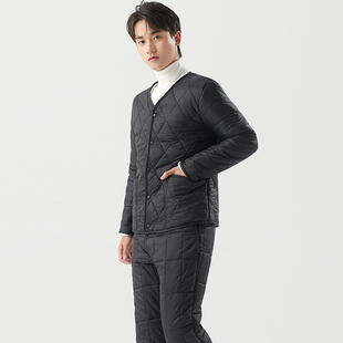 棉衣男短款棉裤两件套装加绒加厚保暖棉服打底内穿羽绒棉内胆裤子