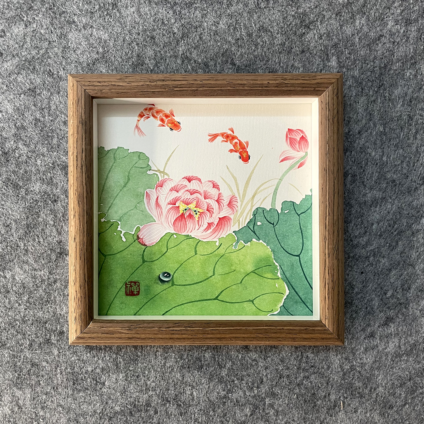纯手绘装饰画荷花国画含框摆台茶室茶座摆件书房客厅装饰乔迁送礼图片