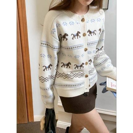 3th Morning 雪夜颂歌 圣诞节氛围感提花针织开衫毛衣ZY3774