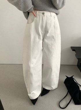 TG 韩系百搭梨型显瘦弯刀牛仔裤女2025秋季新款洗水挺阔长裤25792