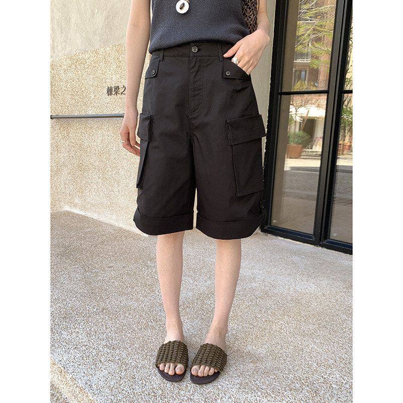 MMC DITION工装休闲裤女春季新款宽松直筒阔腿裤小个子短裤五分裤