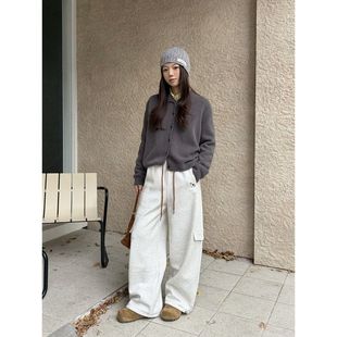 女冬款 ICC 抽绳束脚宽松运动裤 风加厚宝宝绒刺绣休闲卫裤 1398 工装