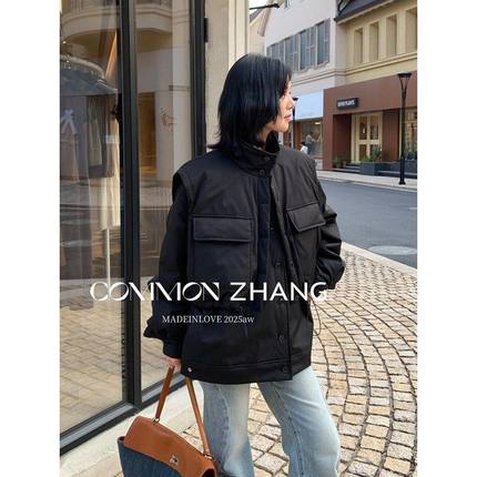 CZ ZHANG冬假两件立领棉衣马甲女学院风百搭休闲棉服外套B48169