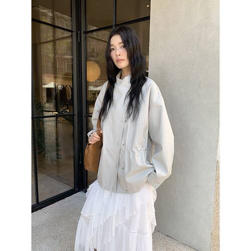 MMCDITION立领风衣外套女春季腰