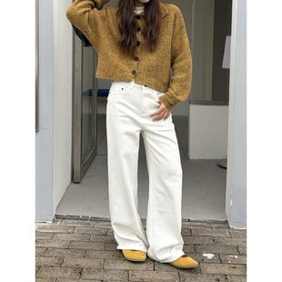 女款 ICC 冬季 高腰百搭牛仔裤 10580A 广州十三立体分割感显瘦直筒裤