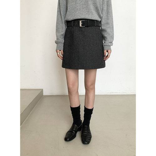 MMC DITION毛呢半身裙短裙女秋冬2025新款高腰显瘦羊毛a字包臀裙