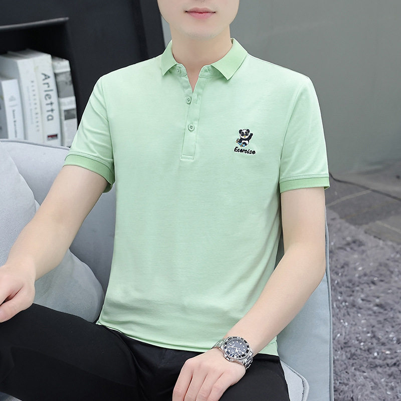 翻领刺绣POLO衫男短袖T恤新款夏季薄款上衣商务休闲爸爸装体恤ins