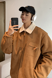 2024冬麂皮绒羊羔毛纯色机车男女厚棉衣外套my9175p138控168，男装棉衣，电商A138B