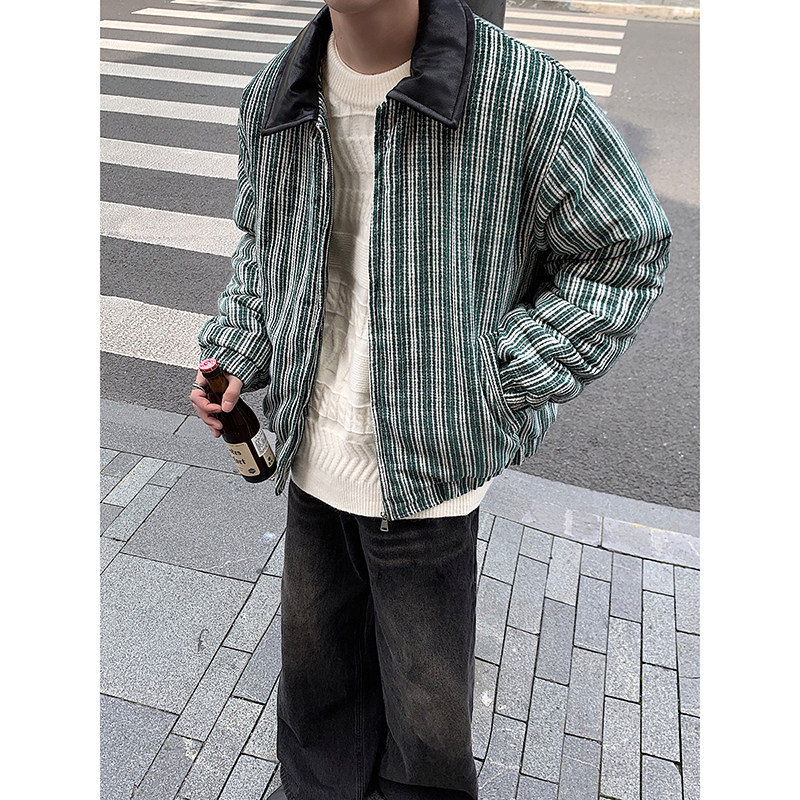 2024秋冬皮领翻领条纹棉衣棉服MY9256P125100聚酯纤维,男装棉衣,电商A138B