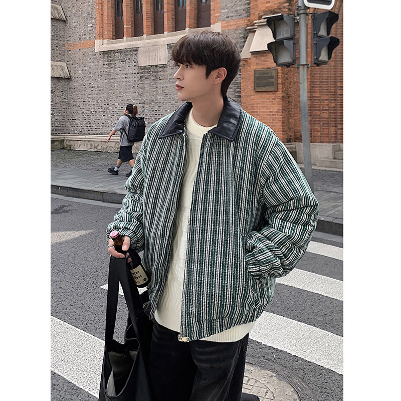 2024秋冬皮领翻领条纹棉衣棉服MY9256P125 100聚酯纤维图片