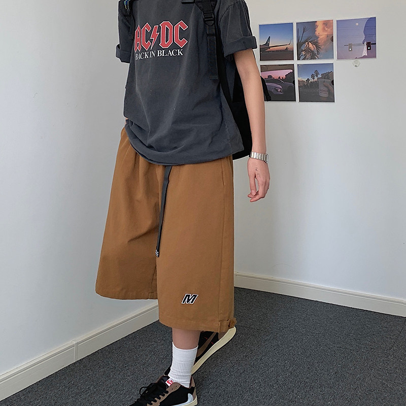 2023夏季宽松直筒七分裤阔腿裤男女工装短裤k7182p58,男装休闲裤,电商A138B