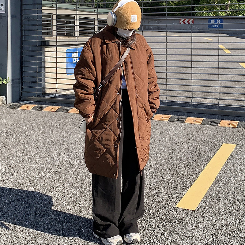 菱格加厚中长款棉衣女my9179p168控218,女装棉衣/棉服,电商A138B