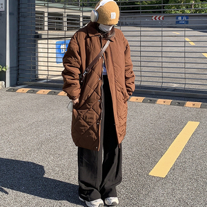 菱格加厚中长款棉衣女my9179p168控218图片