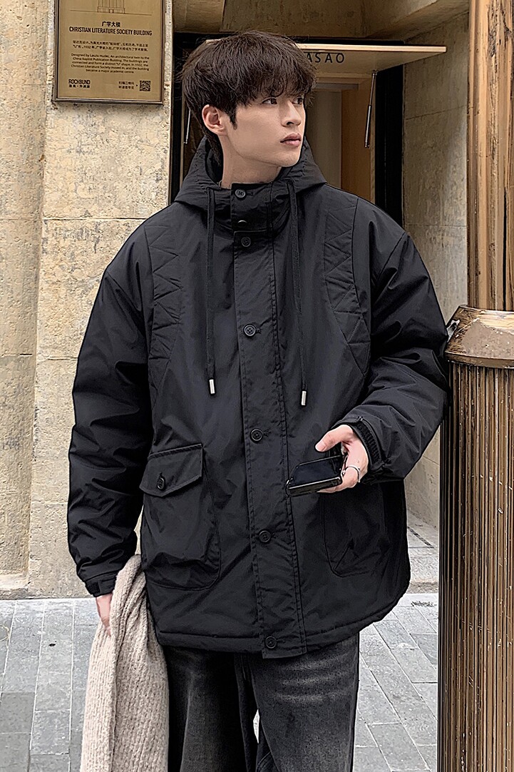2024秋冬抽绳连帽短款棉服棉衣MY9263P158100聚酯纤维,男装棉衣,电商A138B