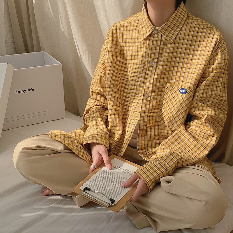 Plaid Shirt loose college fashion Japanese department young shirt fashion