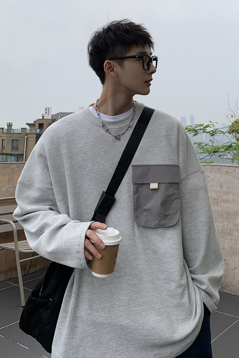 美式日系宽松长袖卫衣打底衫t1115p65控78,男装卫衣,电商A138B