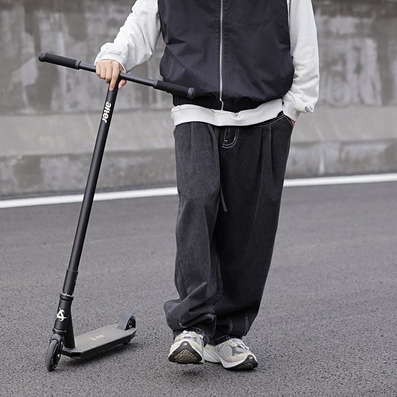 日系美式城市男孩宽松牛仔裤带腰带工装长裤k7231p75控98,男装牛仔裤,电商A138B