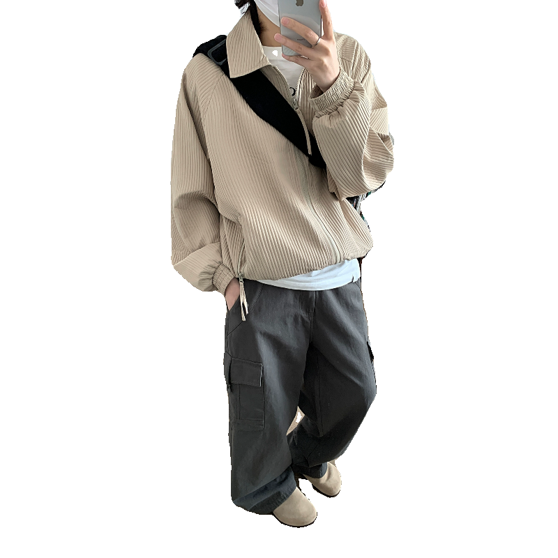 日系复古宽松翻领春秋新款设计感小众休闲百搭上衣潮jk9273p98,男装夹克,电商A138B