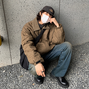羊羔毛领菱格潮牌短款棉衣外套my9267p138控168图片