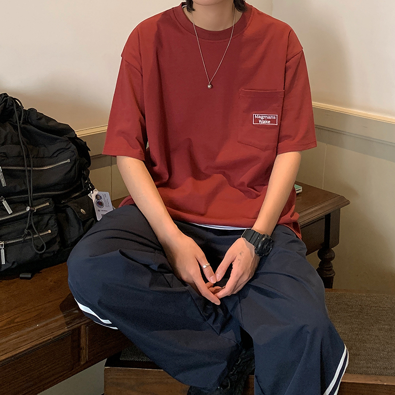 夏季宽松美式潮牌短袖圆领体恤t1133p38控49，男装T恤，电商A138B
