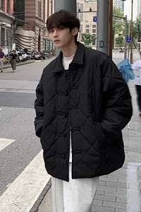 2024冬纯色菱格盘扣棉服棉衣MY9269P128 100聚酯纤维图片
