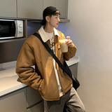 2024冬麂皮绒羊羔毛纯色机车男女厚棉衣外套my9175p138控168，男装棉衣，电商A138B
