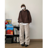 春秋新款韩版宽松慵懒风纯色连帽卫衣w5111p85，男装卫衣，电商A138B