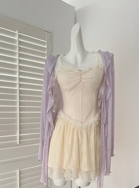 KARA紫色外套+芭蕾风蕾丝吊带连衣裙女小众甜美减龄超好看裙子