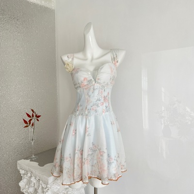 KARA批发丨超好看天鹅er白兰地花神显瘦时尚气质纯欲小众连衣裙