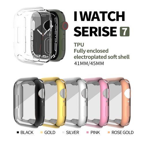 适用apple watch7苹果7代表壳保护套TPU手表全包电镀免贴膜软屏幕
