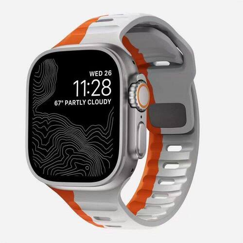 适用apple watch123456789苹果手表方扣金刚硅胶表带ultra双色腕