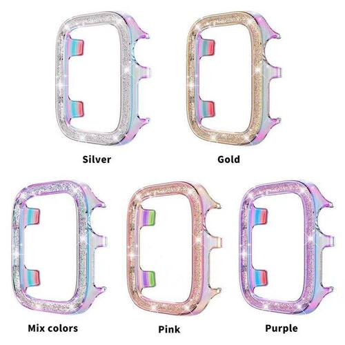 适用苹果Apple watch珠光镭射炫彩手表壳iwatch保护套38/41/45/49