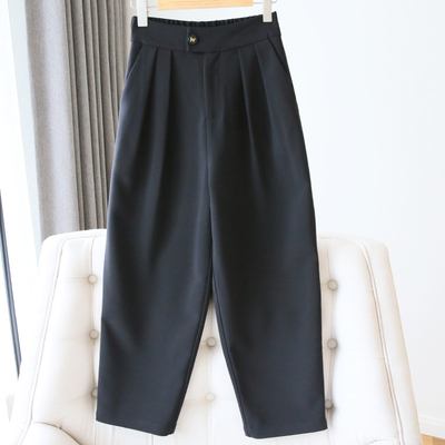 美拉德职场宽松直筒花苞西装裤