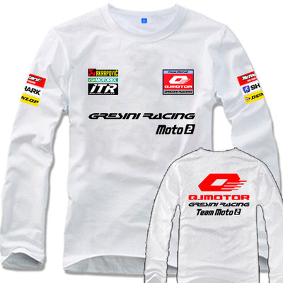 钱江QJMOTOR摩托车比赛车服MOTOGP春秋款纯棉长袖体恤夏休闲T恤衫